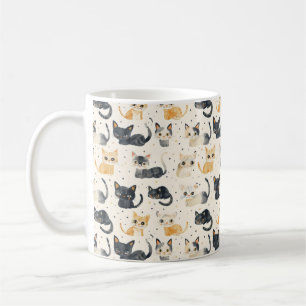 Weiße Katzen Muster Kaffeetasse