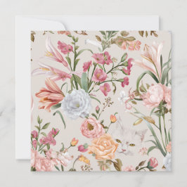 Weiße Katzen rosa Rosen Blumen-Flat-Dankeskarten Karte
