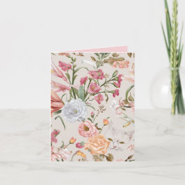 Weiße Katzen rosa Rosen Blumen-Flat-Dankeskarten Karte