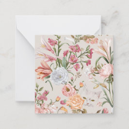 Weiße Katzen rosa Rosen Blumen-Flat-Dankeskarten Mitteilungskarte