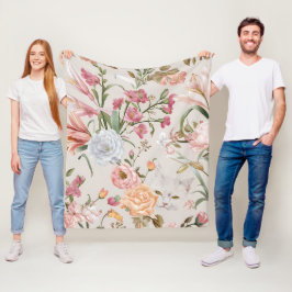 Weiße Katzen rosa Rosen floral Fleecedecke