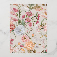 Weiße Katzen rosa Rosen Florales Weihnachtskarte