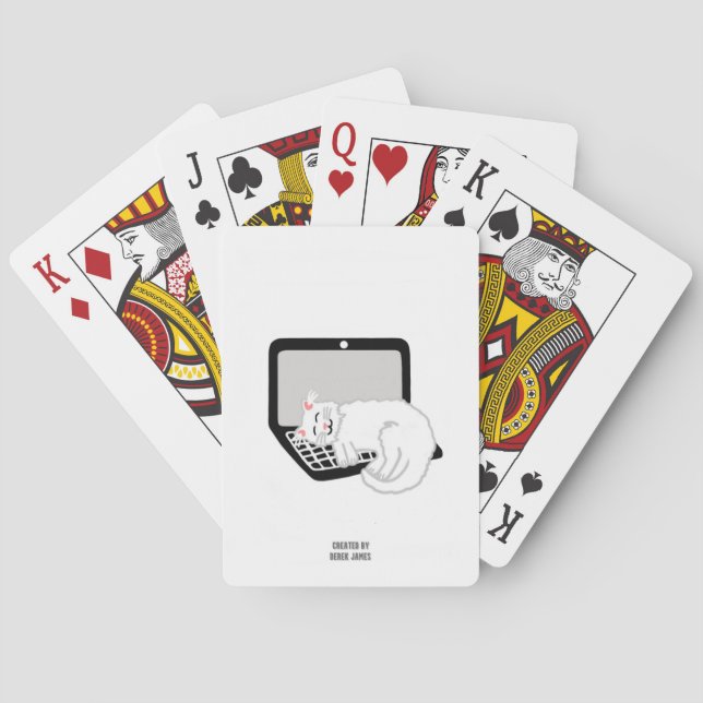 Weiße Katzen schlafen auf Laptop-Spielkarten Spielkarten (Rückseite)