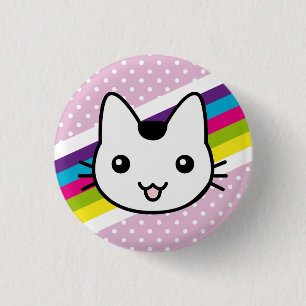 weiße Katzen-Tupfen Button