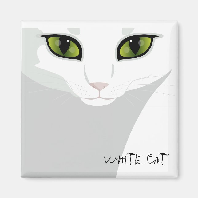 Weiße Katzengesicht mit Augenfarbe Ihrer Wahl Magnet (Vorne)