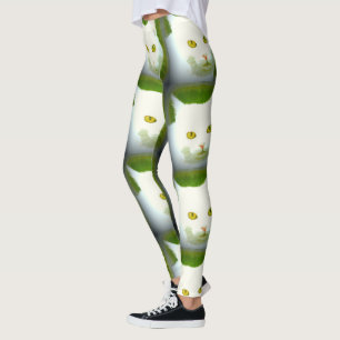 weiße Katzengesichter Leggings