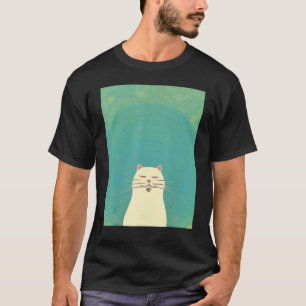 Weiße Katzenmalerei Wasserfarbenporträt T-Shirt