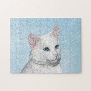 Weiße Katzmalerei - Süße originale Katzenkunst Puzzle