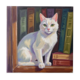 Weiße Katzzeichnung Fliese