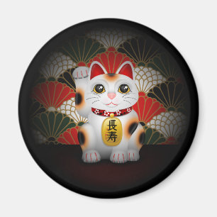 Weiße Keramik Maneki Neko Magnet