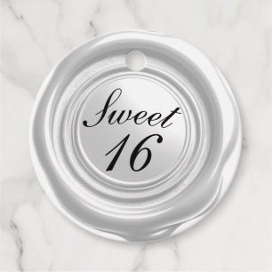 Weiße Kerzenwachs-Siegel-Tropfen Süße 16 Hochzeit Geschenkanhänger