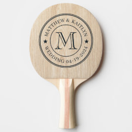 Weiße Kiefern-Hochzeitsmonogramm-Stern Tischtennis Schläger