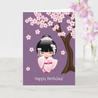Weiße Kimono Kokeshi Puppe - niedlicher