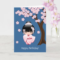 Weiße Kimono Kokeshi Puppe - niedlicher