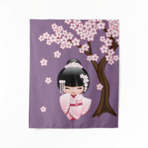 Weiße Kimono Kokeshi Puppe - niedliches