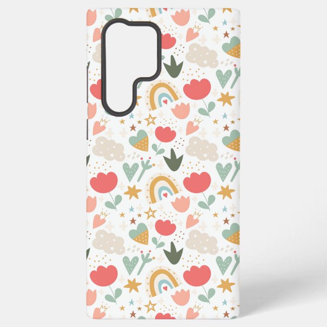 Weiße Kinderzimmer Muster mit Wolken und Sternen Samsung Galaxy Hülle (Rückseite)