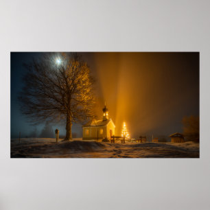 WEISSE KIRCHE UND BROWN BAUM POSTER