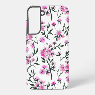 Weiße Kirschblüte auf Weiß Samsung Galaxy Hülle