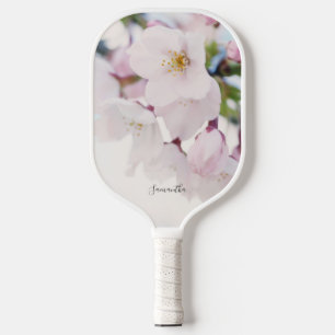 Weiße Kirschblüten Blumenblüten Personalisiert Pickleball Schläger