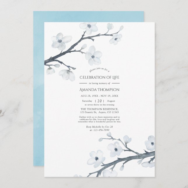 Weiße Kirschblüten - Foto des Lebens Einladung (Vorne/Hinten)