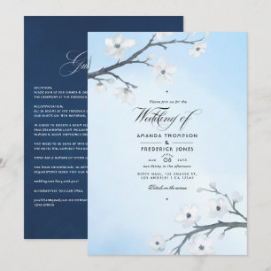 Weiße Kirschblüten Hochzeitseinladung Einladung