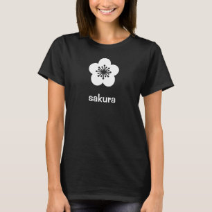 Weiße Kirschblüten-Silhouette T-Shirt