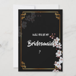 Weiße Kirschblüten und goldene Rahmen-Bridmaid Einladung