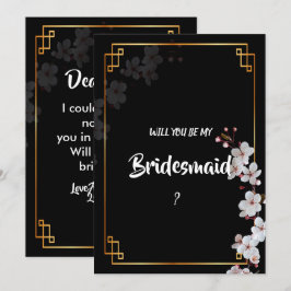 Weiße Kirschblüten und goldene Rahmen-Bridmaid Einladung