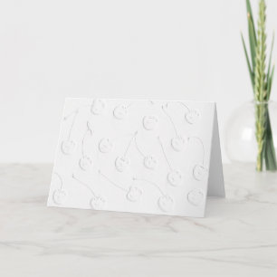 Weiße Kirschen auf weißem Papier - einfache Karte