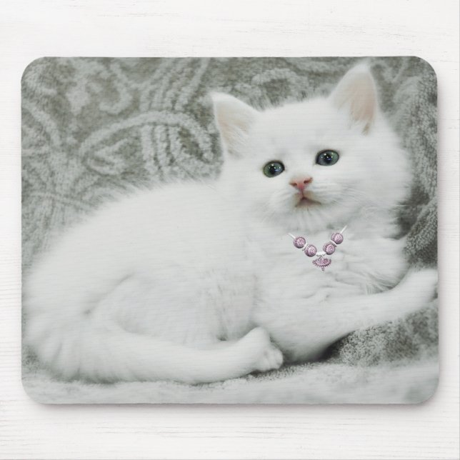 Weiße Kitte Mousepad (Vorne)