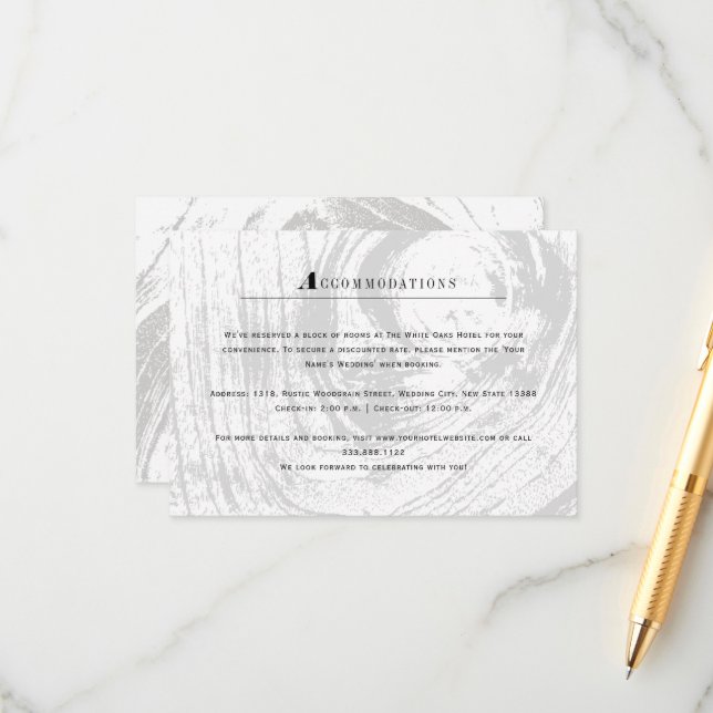 Weiße klassische Winterhochzeit aus rustikalem Hol Begleitkarte (Vorderseite/Rückseite Beispiel)