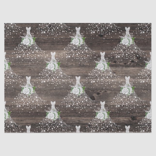 Weiße Kleider und Rose auf Holzdekoupage Seidenpapier (Vorderseite)