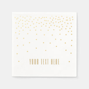 Weiße & kleine goldene Folien-Konfetti-Hochzeitstü Serviette