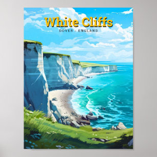 Weiße Klippen von Dover England Vintage Reise Poster