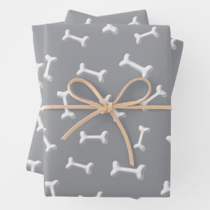 Weiße Knochen auf grauem Hintergrund - individuell Geschenkpapier Set