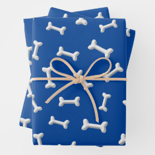 Weiße Knochen im blauen Hintergrund Geschenkpapier Set