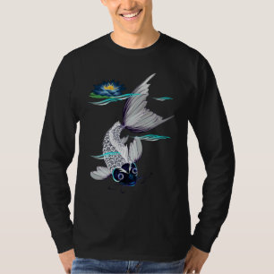 Weiße Koi-Blaue Lilien-Shirts T-Shirt