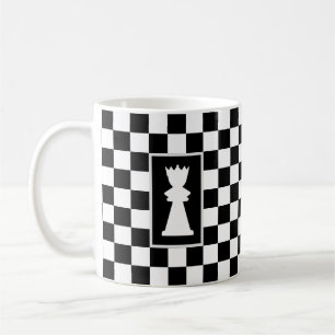 Weiße Königin auf Schwarz-Weiß-Schach Kaffeetasse