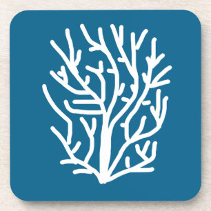 Weiße Korallen auf blauem Wasser Getränkeuntersetzer