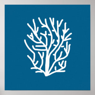 Weiße Korallen auf blauem Wasser Poster