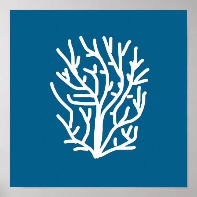 Weiße Korallen auf blauem Wasser Poster (Vorne)