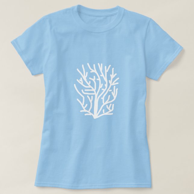 Weiße Korallen auf blauem Wasser T-Shirt (Design vorne)