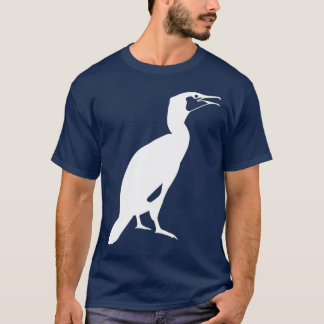 Weiße Kormoran-Vogel-Grafik T-Shirt