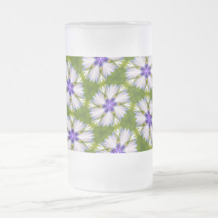 Weiße Kornblumen Muster Mattglas Bierglas