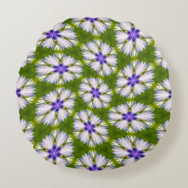 Weiße Kornblumen Muster Rundes Kissen