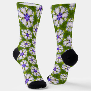 Weiße Kornblumen Muster Socken