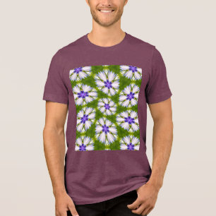 Weiße Kornblumen Muster Tri-Blend Shirt