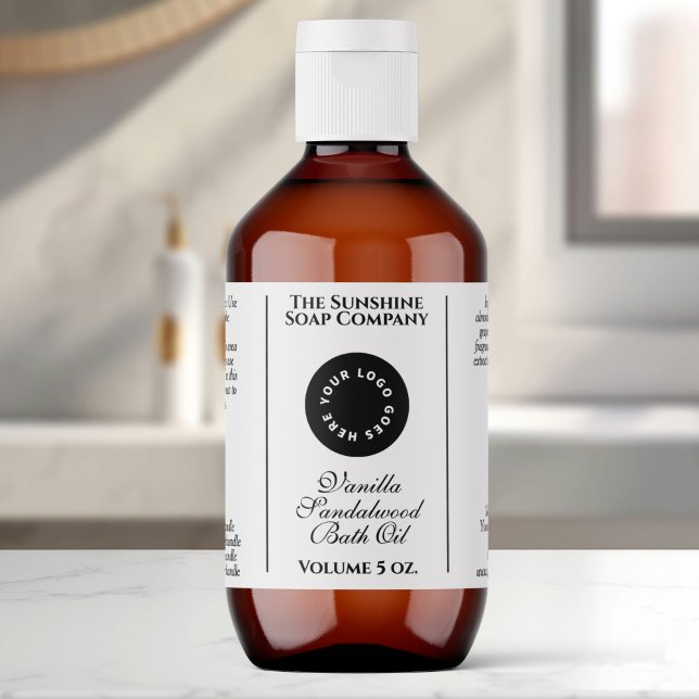 Weiße Kosmetik Flaschenetikmarke mit Logo (Von Creator hochgeladen)