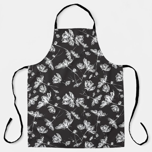 Weiße Kosmos-Blume: abgeschiedenes Muster. Schürze (Vorderseite)