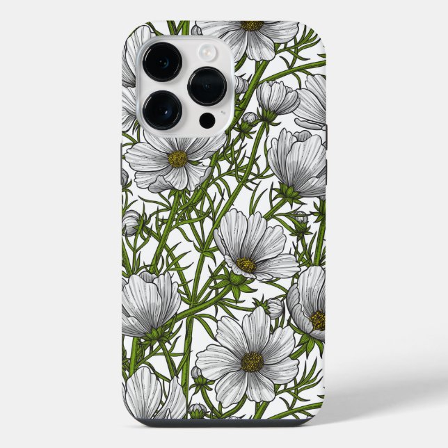 Weiße Kosmosblumen iPhone Hülle (Rückseite)